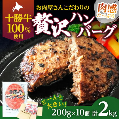 北海道十勝牛手ごねハンバーグ200g×10個　【牛肉・お肉・肉の加工品・詰め合わせ・十勝牛手ごねハンバーグ・ハンバーグ】