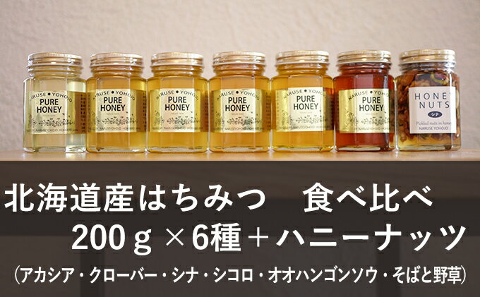 【ふるさと納税】【純粋蜂蜜】北海道産はちみつ食べ比べ（蜂蜜200g×6種＋ハニーナッツ170g）　【蜂蜜・はちみつ】