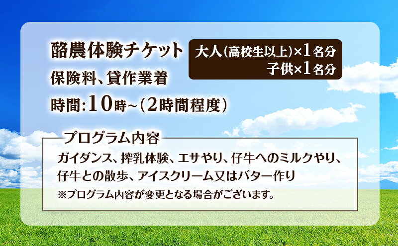 【ふるさと納税】酪農体験チケット 大人・子供 各1名 【 体験チケット 酪農 北海道 幕別町 牛 搾乳 牧場 自然 】