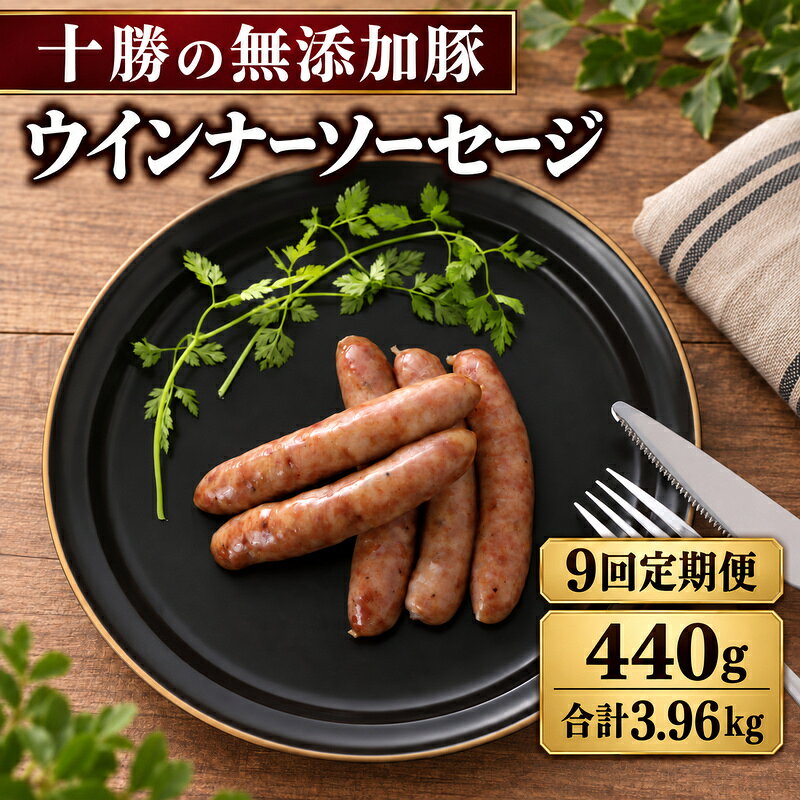 9ヵ月定期便 十勝の無添加豚 ウインナー 20本前後(110g×4) 計440g ［うらがみミート］ 無塩せき 保存料・結着剤不使用【 ウインナー ソーセージ 詰め合わせ 肉 豚 国産 惣菜 おつまみ 料理 加工品 北海道 十勝 幕別 】