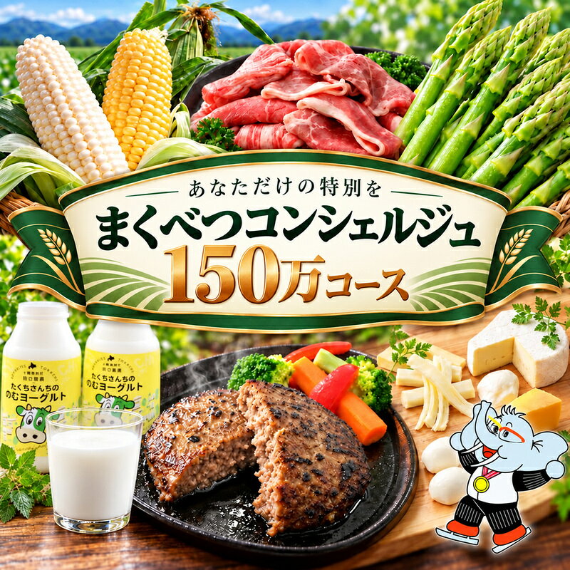 【幕別を知り尽くす】あなただけの特別を まくべつコンシェルジュ 返礼品おまかせ 150万コース [ 幕別町役場 定期便 ギフト 贈答 おまかせ おすすめ グルメ よつ葉 豚肉 ハンバーグ 詰め合わせ 観光 パークゴルフ 温泉 気球 体験 ]