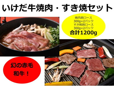 楽天ふるさと納税　【ふるさと納税】ヘルシーで評判のあか毛和牛が1.2kg！北海道 いけだ牛焼肉・すき焼きセットC011-3-1