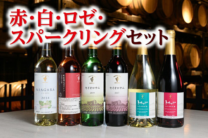 C001-5-1 北海道 十勝ワイン 赤・白・ロゼ・スパークリングセット