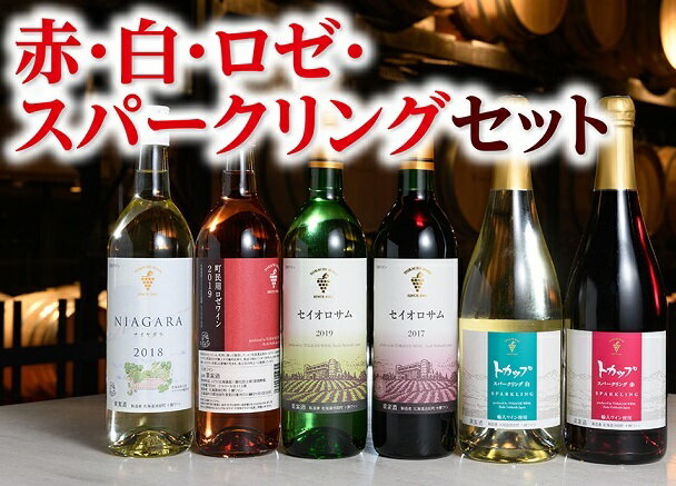 ワイン(飲み比べセット)人気ランク17位　口コミ数「3件」評価「4.33」「【ふるさと納税】北海道 十勝ワイン 赤・白・ロゼ・スパークリングセットC001-5-2」