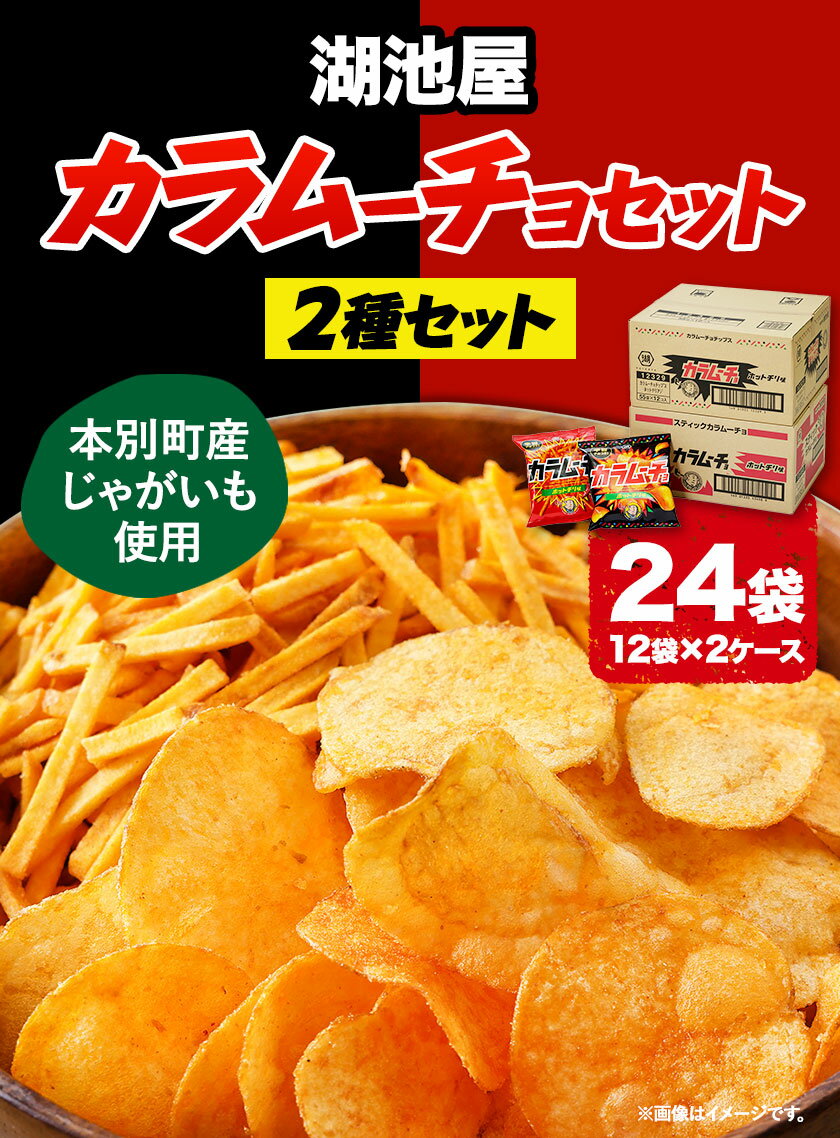 【ふるさと納税】湖池屋 「カラムーチョ」2種セット(各12袋) 本別町観光協会 送料無料《60日以内に出荷予定(土日祝除く)》北海道 本別町 ポテト ポテトチップス 菓子 スナック スナック菓子 食べ比べ