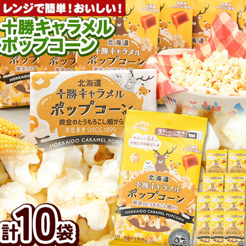 【ふるさと納税】北海道十勝 前田農産黄金のとうもろこし電子レンジ専用「十勝キャラメルポップコーン」計10袋 有限会社 十勝太陽ファーム《60日以内に順次出荷(土日祝除く)》 北海道 本別町 送料無料 お菓子 ポップコーン キャラメル スイーツのサムネイル