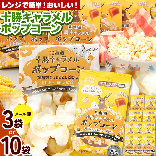 北海道十勝 前田農産黄金のとうもろこし電子レンジ専用「十勝キャラメルポップコーン」選べる 内容量 10袋 3袋 有限会社 十勝太陽ファーム[60日以内に出荷予定(土日祝除く)] 北海道 本別町 送料無料 お菓子 ポップコーン キャラメル スイーツ