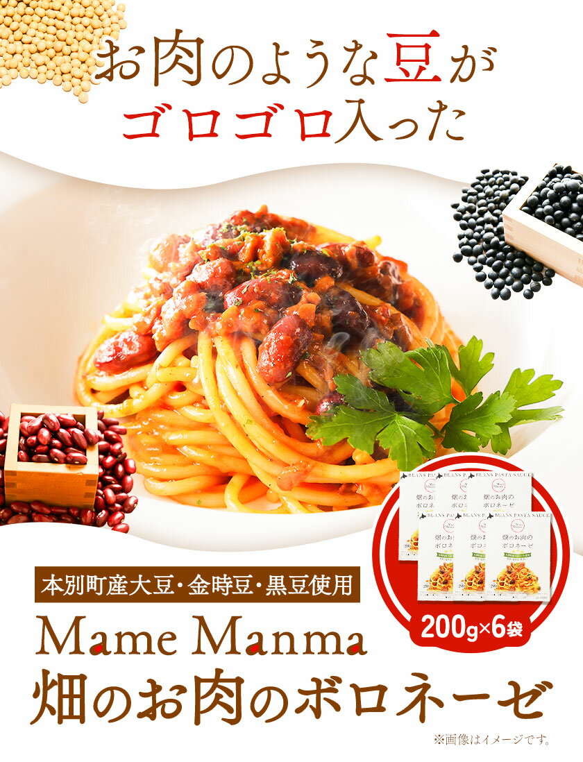 【ふるさと納税】パスタソース Mame Manma 畑のお肉の ボロネーゼ 200g × 6袋 本別町農業協同組合 《60日以内に出荷予定(土日祝除く)》北海道 本別町 送料無料 ボロネーゼソース 豆 パスタ 大豆ミート