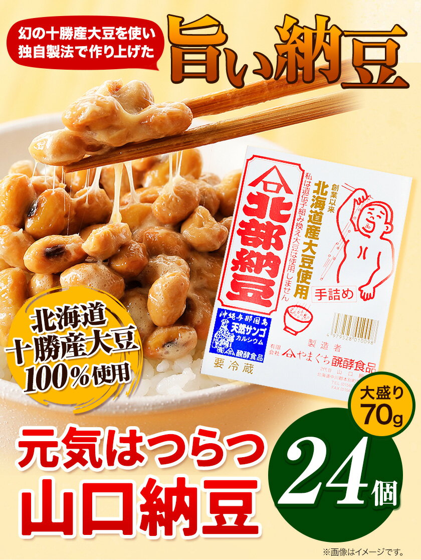 【ふるさと納税】元気はつらつ山口納豆!!(70g24個入り) 有限会社やまぐち醗酵食品 《60日以内に出荷予定(土日祝除く)》 北海道 本別町 国産納豆 山口納豆 朝食 納豆 健康 24個 お取り寄せ ご飯のお供 送料無料