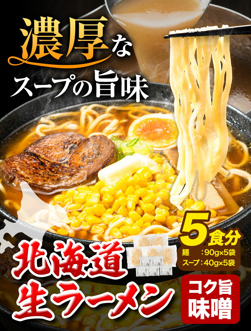 【ふるさと納税】北海道生ラーメン コク旨味噌 5食分 定期便 も 選べる 3ヶ月 6ヶ月 12ヶ月《60日以内に出荷予定(土日祝除く)》北海道 本別町 味噌 ラーメン 濃厚 お試し 生麺 らーめん みそ ご当地グルメ ばんや 送料無料