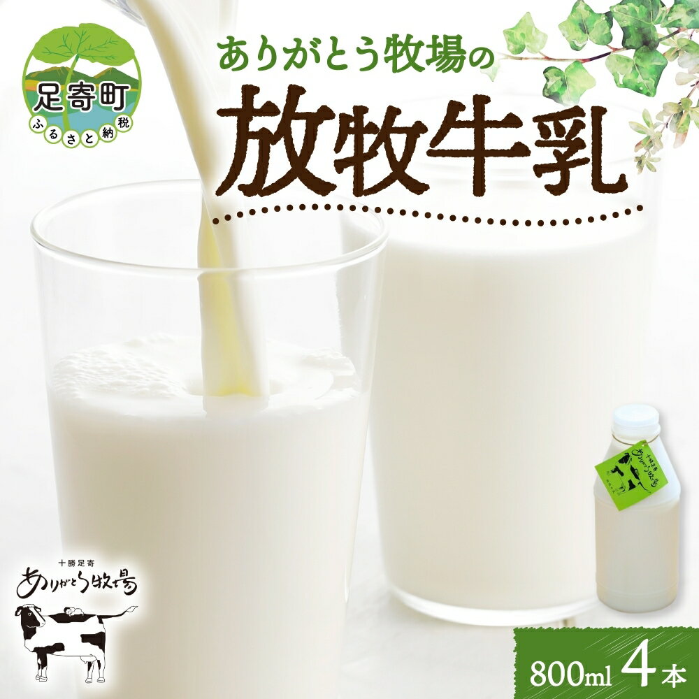 58位! 口コミ数「0件」評価「0」放牧牛乳 800ml×4本 北海道十勝足寄町　【牛乳・乳飲料・飲料】　お届け：2024年4月下旬～2024年11月下旬