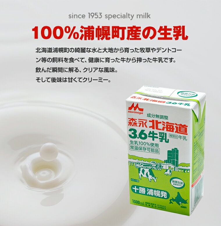 【ふるさと納税】【定期便3回】60日保存が可能な濃厚ミルク！浦幌工場直送！森永北海道3.6牛乳（1000ml×12本入×3回）