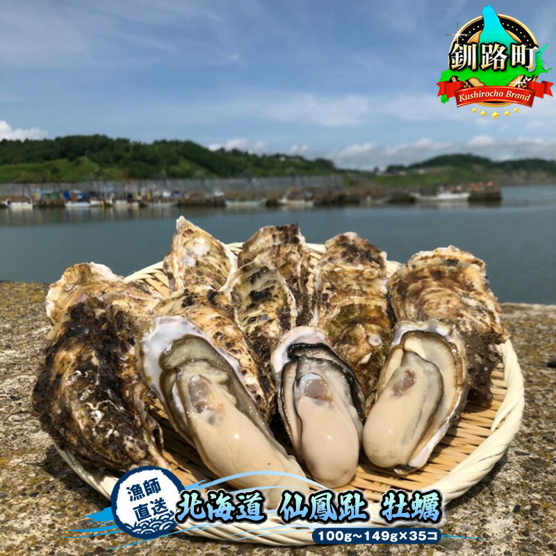 【ふるさと納税】北海道 仙鳳趾産 牡蠣 100g～149g×35コ＜6月～11月出荷＞かき漁師直送 K6-2＜出荷時期：2022年6月20日～11月30日ごろ＞※着日指定不可＜センポウシ : 釧路町の東 厚岸湾の西 カキの名産地＞｜ふるさと納税 かき カキ 牡蠣 から つき 殻付き 生食 生食用