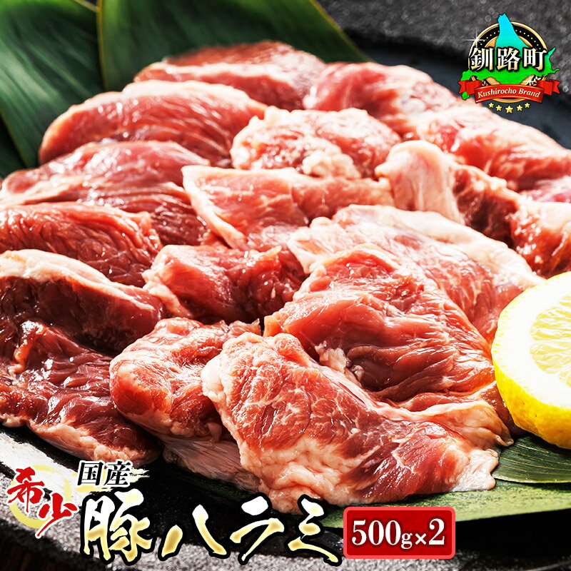 【ふるさと納税】＼希少／ 国産 豚ハラミ 1kg ＜500g×2パック＞ 味なし 定期便 定期 精肉 北海道産 アウトドア キャンプ BBQ おすすめ 牛肉 牛ハラミ にも引けを取らない美味しさ 人気の 訳あり ワンストップ特例制度 オンライン申請 10000円 10,000円 一万円 1万円