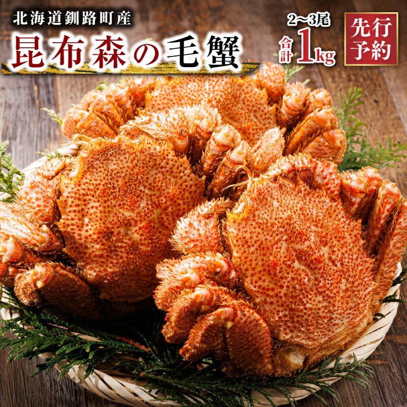 ＼先行予約／ 希少な北海道 昆布森 毛蟹 2～3尾 合計 1kg ＜出荷時期 2025年3月から順次出荷予定＞ ボイル済み 下茹で 入手困難 ズワイガニ タラバガニ と並ぶ 三大かに の1つ 北海道産 毛ガニ ケガニ けがに カニ味噌 先行受付 希少 高級 刺身 冷凍 セット