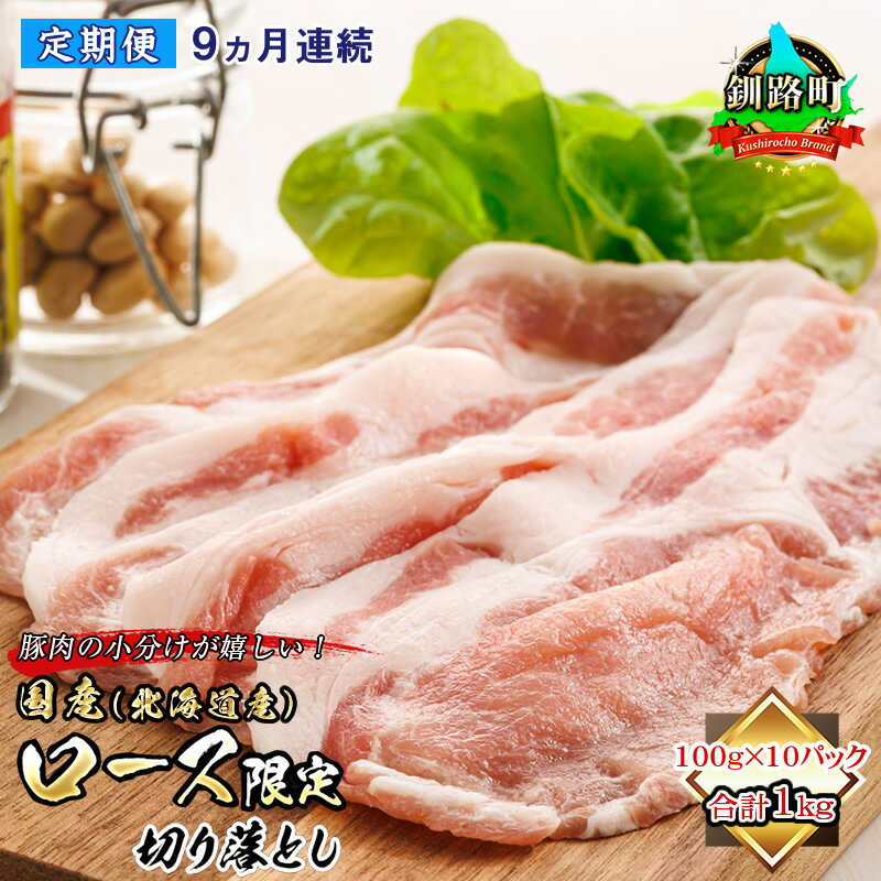 【ふるさと納税】 【定期便 9ケ月連続】 豚肉の小分けが嬉しい！ 国産（北海道産） ロース限定 切り落..