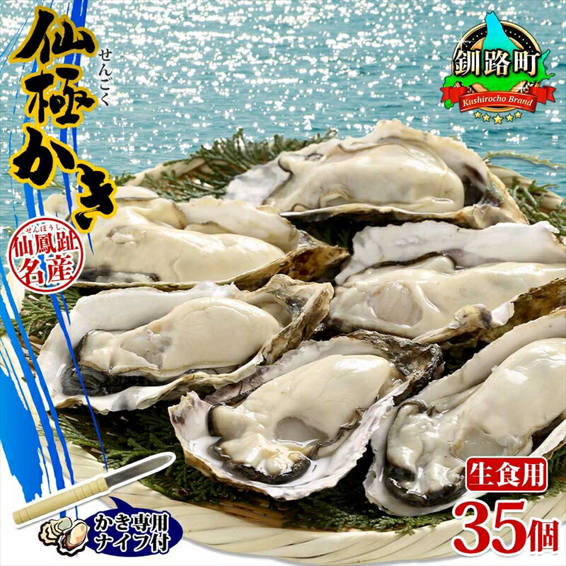 8位! 口コミ数「1件」評価「5」殻付き牡蠣 仙極かき 35個 生食用 かきナイフ付 牡蠣 かき カキ 冷蔵 北海道 釧路町 ワンストップ特例制度 オンライン