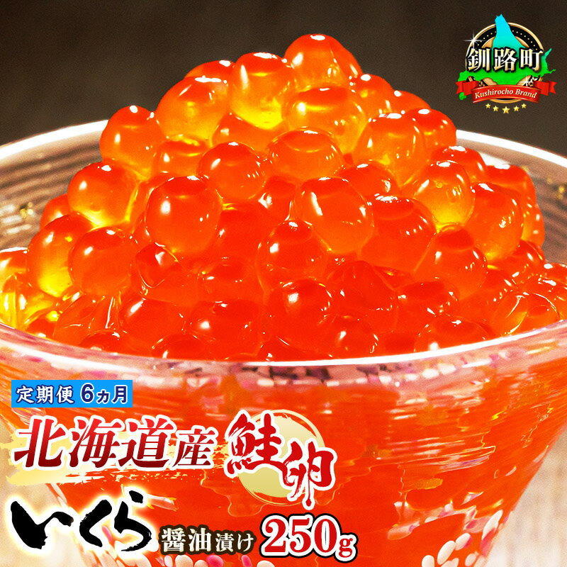 【ふるさと納税】【定期便 6ヶ月連続】いくら醤油漬け 250g ×1箱 小分け 高評価★4.8 北海道産 鮭卵 いくら醤油漬け 国産 小分け サイズ 人気の 訳あり!!