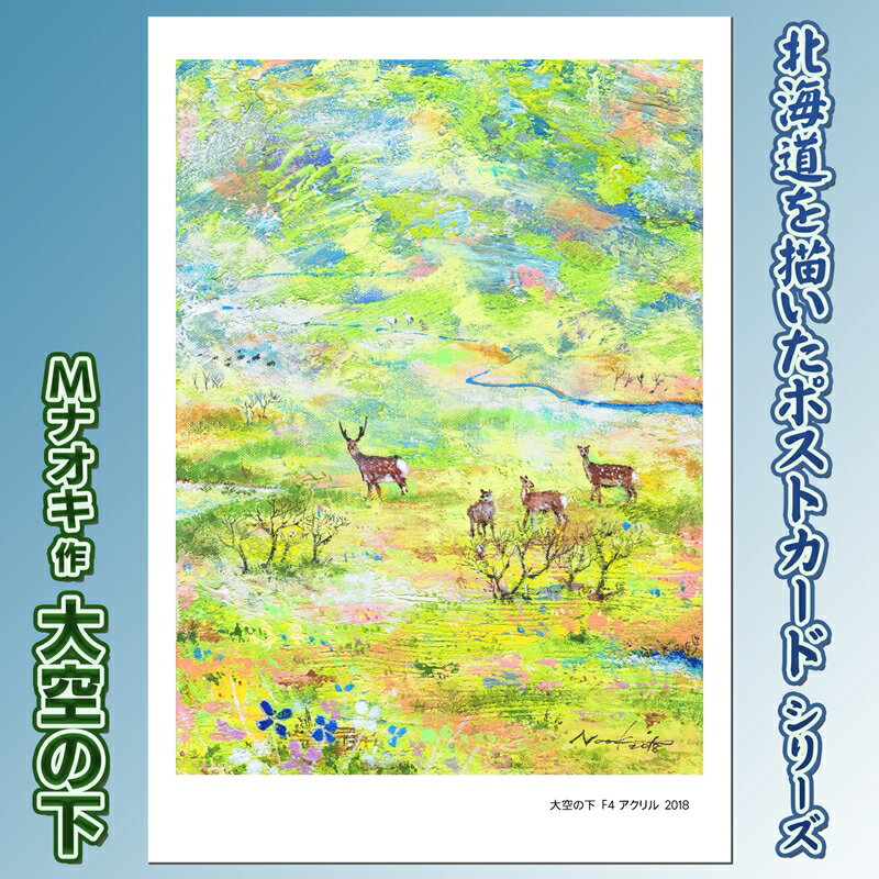 【ふるさと納税】北海道 絵葉書(ハガキ) 贈呈用 大空の下(アクリル画)|アート アーティスト 1000円 Mナオキオリジナル アート 贈呈用 記念品 返礼品 ...