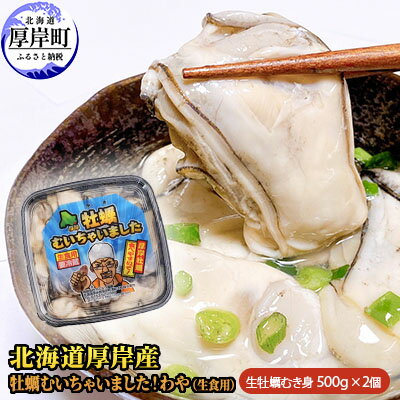 【ふるさと納税】北海道厚岸産　牡蠣むいちゃいました！わや（生食用）500g×2　【魚貝類・生牡蠣・かき・牡蠣・カキ・生食用・むき牡蠣】