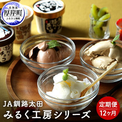 JA釧路太田 みるく工房シリーズ 12ヶ月 定期便 北海道 牛乳 ミルク アイス アイスクリーム　