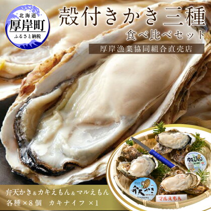 北海道厚岸産【殻かき三種】食べ比べセット　【魚貝類 生牡蠣 かき 送料無料 新鮮 濃厚 大粒】　お届け：2023年11月1日～2024年6月30日頃まで