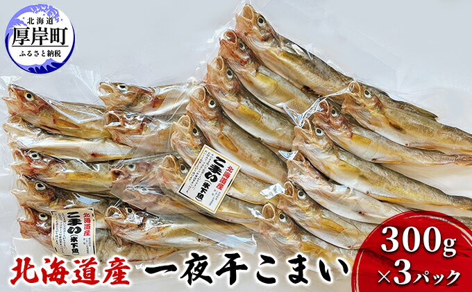 【ふるさと納税】北海道産 一夜干し こまい 300g×3パック (合計900g)　【 魚貝類 干物 加工品 魚 魚の一夜干し ご飯が進む ご飯のお供 おかず つまみ 】