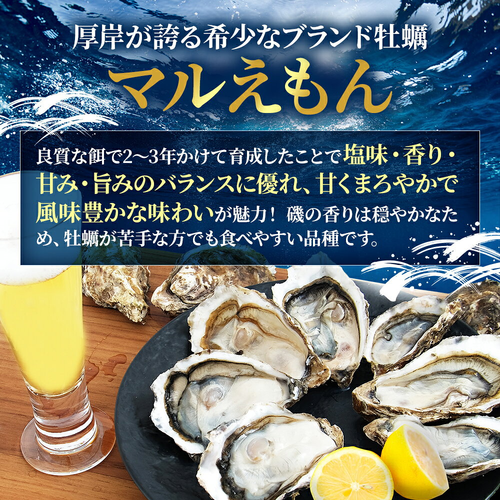 【ふるさと納税】2026年4月～6月配送 厚岸産　殻付カキ Lサイズ20個（生食用）牡蠣 魚貝類 海鮮 海の幸 生食用牡蠣 オイスター 厚岸産生牡蠣 マルえもん 　お届け：2027年4月～6月末まで f016624-akkeshi-10000637 北海道厚岸町 サンプル画像3