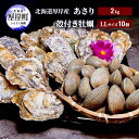 【ふるさと納税】北海道 厚岸産 あさり2kg 殻付き 牡蠣 LLサイズ 10個 魚貝類 海鮮 海の幸 ふっくら 濃厚 大粒 肉厚 産地直送 お届け:2025年10月~11月末まで、2026年3月下旬~6月末