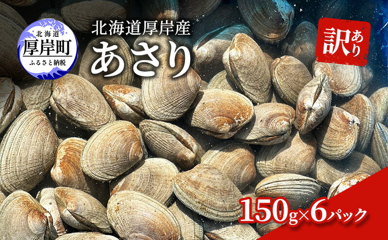 【ふるさと納税】訳あり 北海道 厚岸産 あさり150g×6パック　【 魚貝類 海の幸 グルメ 大粒 肉厚 砂抜き済み 】　お届け：2024年3月下旬～6月末、2024年10月～11月末まで