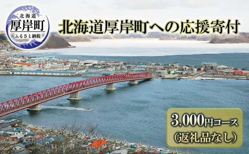 【ふるさと納税】北海道厚岸町 寄附のみの応援受付 3,000円コース（返礼品なし 寄附のみ 3000円）　【 支援 自治体支援 自治体応援 お礼の品なし ふるさと支援 ふるさと応援 】