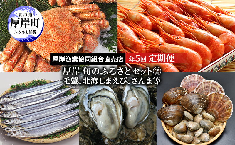 【ふるさと納税】厚岸旬のふるさとセット　年5回お届け（毛蟹、北海しまえび、さんま等）