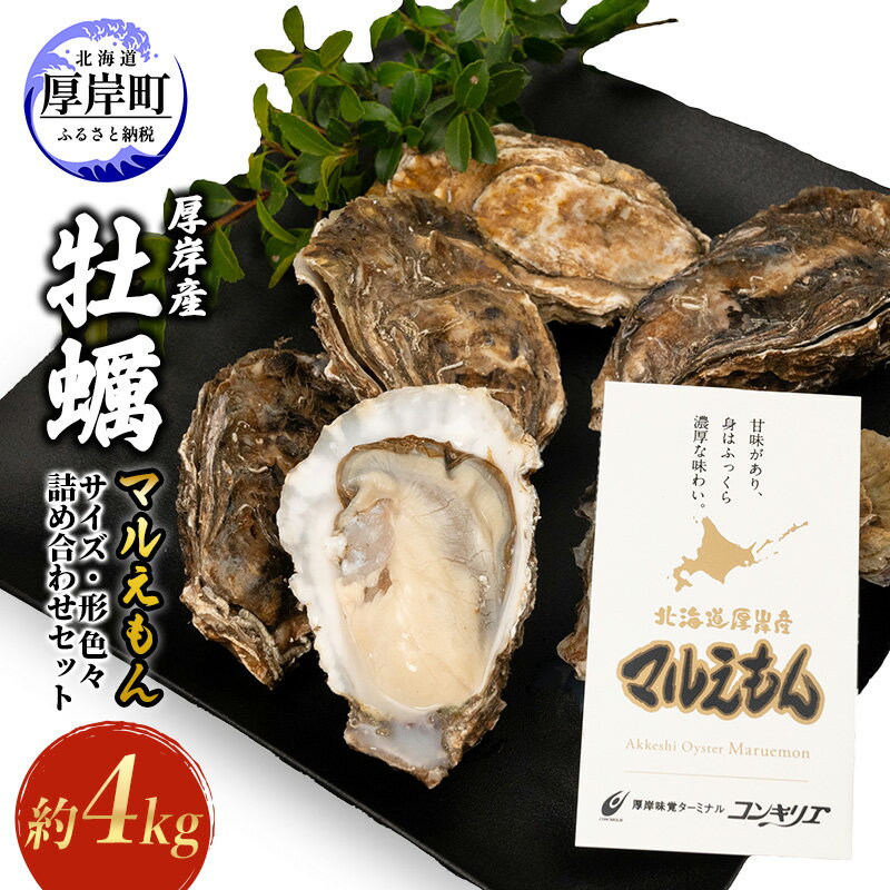 【ふるさと納税】厚岸産 牡蠣マルえもん 約4kg サイズ色々・形色々 詰め合わせセット