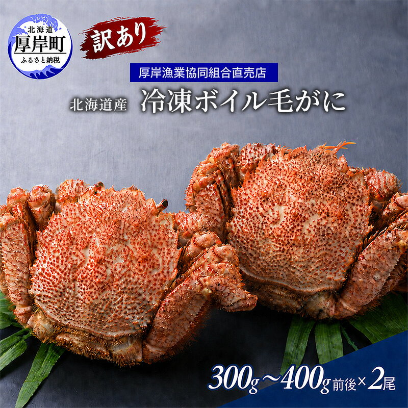 【ふるさと納税】訳あり カニ 3D冷凍 北海道産 冷凍 ボイル 毛がに 300g～400g前後×2尾 【厚岸漁業協同組合】[ 毛カニ 蟹 毛ガニ カニ かに ] 　お届け：2026年10月から順次出荷