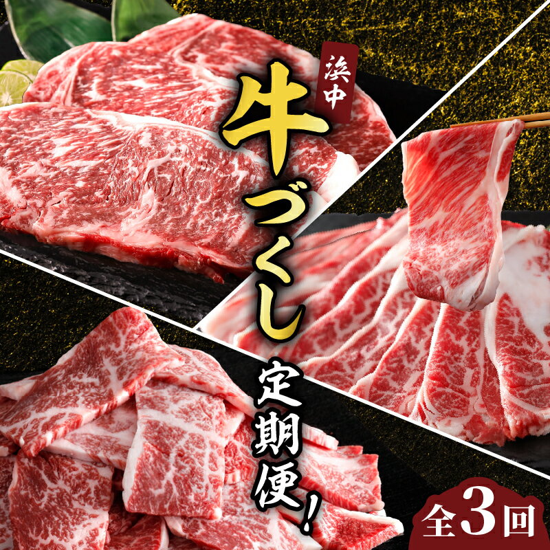 【ふるさと納税】全3回 定期便 毎月お届け 浜中牛づくし定期便 牛肉 おかず お弁当 晩ご飯 焼肉 ...