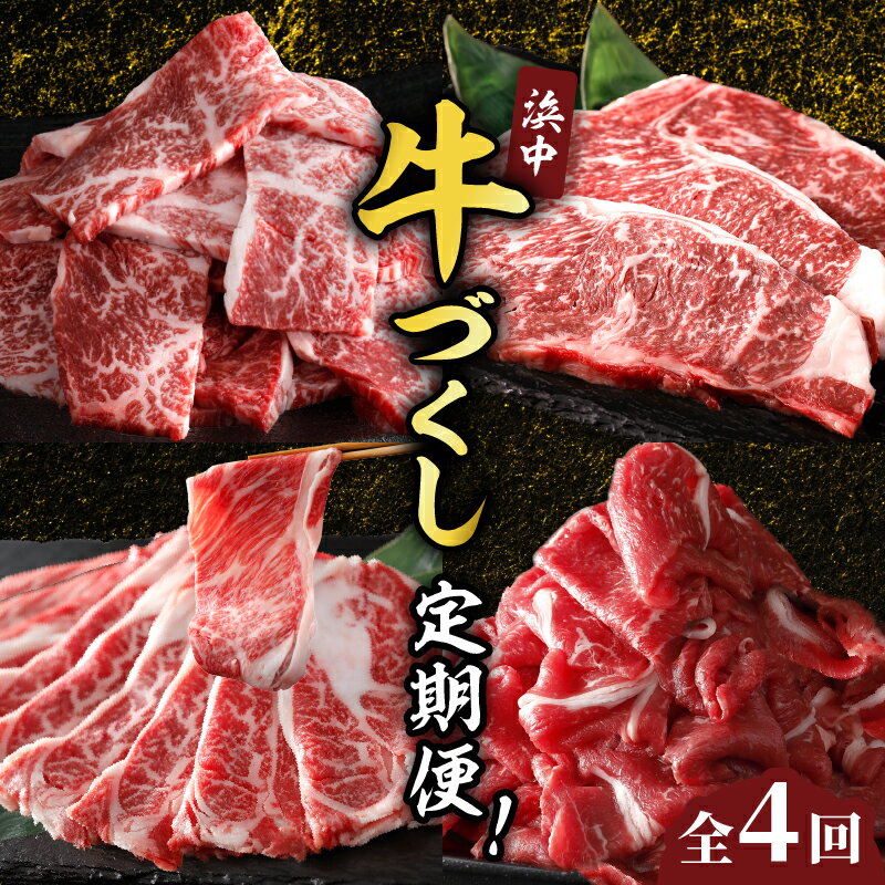 全4回連続 浜中牛づくし 定期便 焼肉 ステーキ すき焼き 切り落とし 牛肉 赤身 サーロイン 肩ロース モモ肉 ブランド牛 バーベキュー BBQ グランピング 弁当 晩ご飯 しゃぶしゃぶ カレー 食品 お取り寄せ グルメ 人気 おすすめ 国産 北海道 浜中町 送料無料