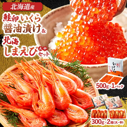 いくら 醤油漬け 鮭卵 北海しまえび 大 中 サイズ 合計1.1kg セット 食品 加工品 国産 魚介類 魚貝類 海の幸 海産物 水産物 希少 ご飯のお供 おかず 弁当 おつまみ 魚卵 エビ ギフト プレゼント 贈り物 贈答 お取り寄せ グルメ 冷凍 北海道 浜中町 送料無料