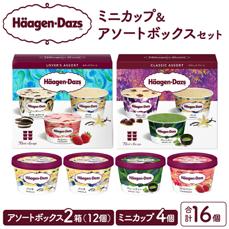 ハーゲンダッツ バラエティ セット アソート ミニカップ バニラ ストロベリー チョコレート アイス お取り寄せ 詰め合わせ スイーツ 人気 デザート おやつ ご褒美 リッチ 贅沢 乳製品 冷凍 北海道 浜中町 送料無料