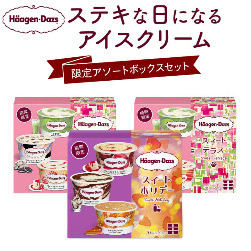 【ふるさと納税】ステキな日になる アイスクリーム ハーゲンダッツ アイス 限定アソートボックス セット スイートテラス スイートホリデー ココア クッキー チーズケーキ 抹茶ラテ パンナコッタ チェリー ショコラ キャラメル ストロベリー スイーツ 北海道 浜中町 送料無料のサムネイル