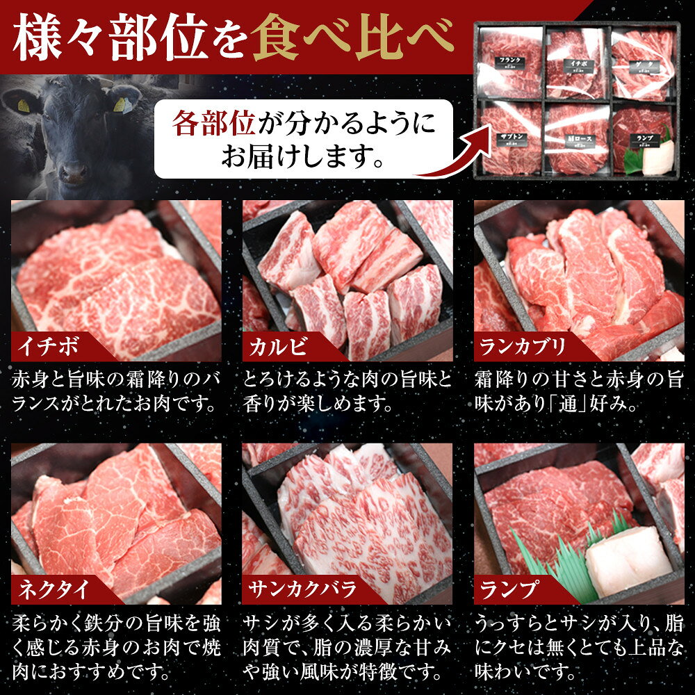 【ふるさと納税】焼肉 北海道産 星空の黒牛 厳選6種 食べ比べ 約650g【 肉 にく ニク 牛肉 牛肉赤身 赤身 牛肉セット バーベキュー 冷凍牛肉 贅沢牛肉 国産牛肉 北海道産牛肉 道産牛肉 簡単 お手軽 特製牛肉 標茶町 北海道 】 f016641-shibecha-10000214 北海道標茶町 サンプル画像3