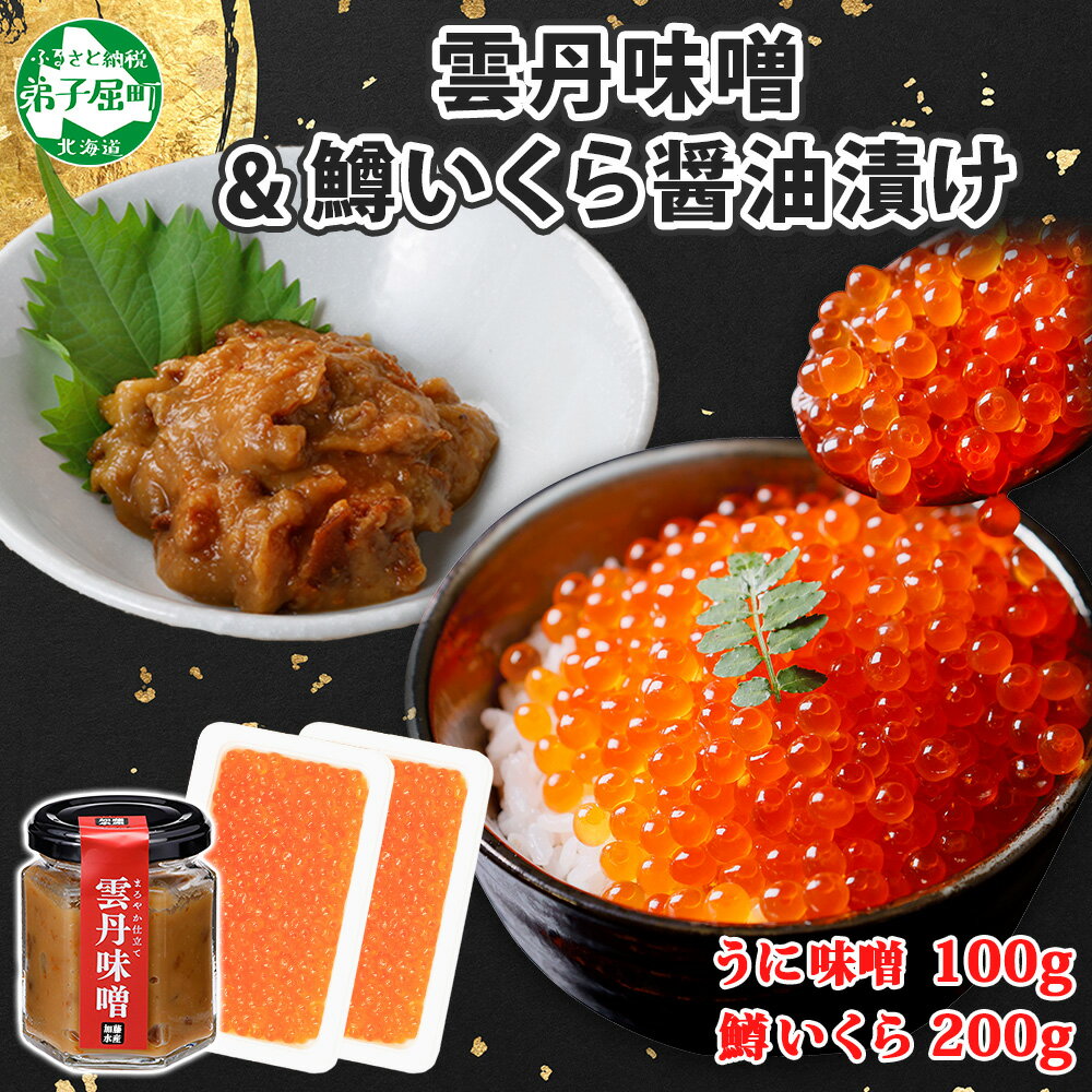 【ふるさと納税】2950. 雲丹味噌瓶 100g 鱒いくら醤油漬け 100g×2個 計300g 小分け ウニみそ うにみそ 雲丹 ウニ うに 味噌 みそ 瓶詰 ますいくら イクラ 魚卵 ご飯のお供 海鮮 グルメ 贈り物 ギフト 送料無料 北海道 弟子屈町 12000円