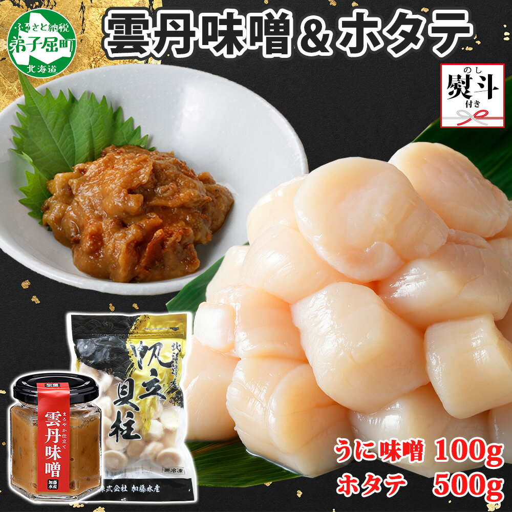 【ふるさと納税】3438. 無地熨斗 雲丹味噌瓶 100g ホタテ 500g 小分け ウニみそ うにみそ 雲丹 ウニ うに 味噌 みそ 瓶詰 ホタテ 帆立 ほた...
