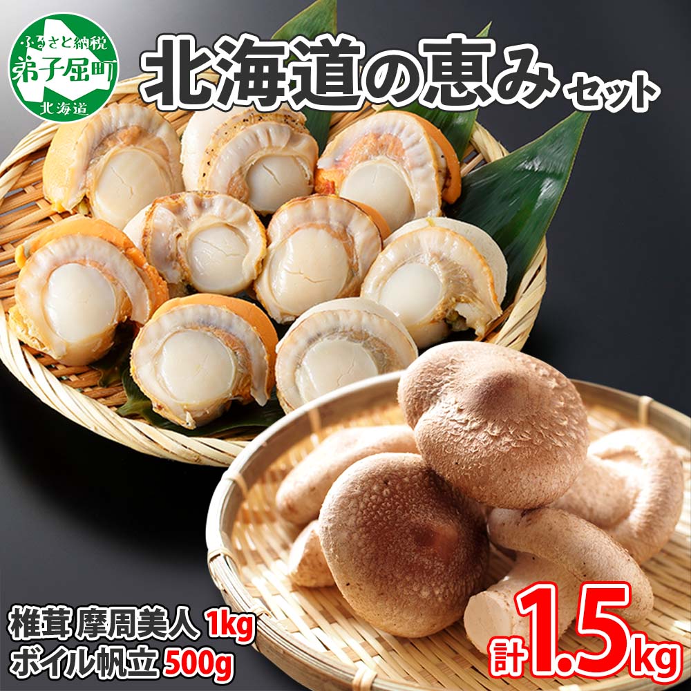 【ふるさと納税】1798. しいたけ 特A 秀品 4パック 1kg ボイル 帆立 2Lサイズ 500g セット 摩周美人 シイタケ 椎茸 生しいたけ ほたて ホタテ キノコ 海鮮 菌床栽培 鍋 BBQ おかず 送料無料 北海道 弟子屈町 15000円