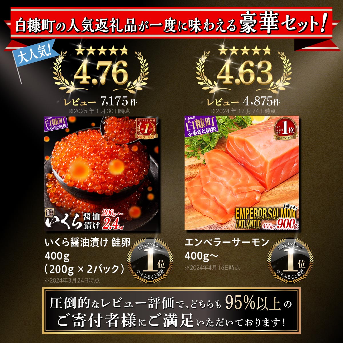 【ふるさと納税】 エンペラーサーモン × いくら 大人気親子丼セット 「いくら醤油漬 (鮭卵) 400g／800g（200g小分け）」 × 「エンペラーサーモン 400g／900g／1.8kg 」 ふるさと納税 いくら 海鮮 魚 鮭いくら 醤油漬け サーモン 北海道 - Image 3