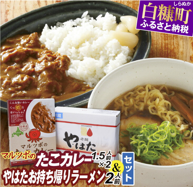 【ふるさと納税】【緊急支援品】やはたらーめん(醤油味)【2食入り】・たこカレー【2個入り】セット