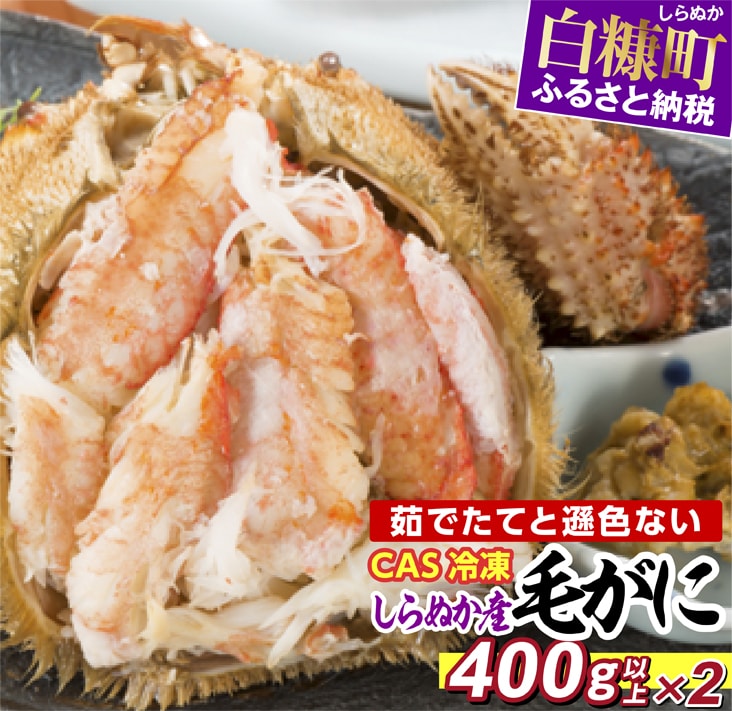 毛ガニ 【ふるさと納税】 しらぬか産 CAS冷凍毛がに 【400g×2杯】 北海道 応援