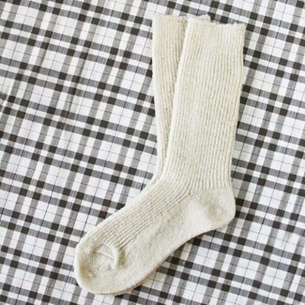 【ふるさと納税】サフォーク靴下・生成りダブルリブ<大>【25〜27cm】