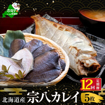 【定期便】北海道 産 一夜干し 宗八 カレイ 5枚 × 12ヵ月 【全 12回 】 ( 一夜干し 宗八 カレイ 宗八 かれい 干物 北海道 北海道産 ）12ケ月 定期便 12か月 定期便 12カ月 定期便 12ヶ月 定期便