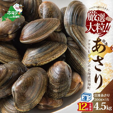 【ふるさと納税】【 年12回 あさり 定期便 12ヶ月 毎月 定期 】 北海道 別海町産 アサリ 中 4.5kg 冷凍 小分け 約300g×15袋 計約4.5kg(150~375粒前後) × 12ヵ月 【全 12回 】( ふるさと納税 あさり 貝 ふるさと納税 アサリ 北海道 あさり貝 浅蜊 北海道 国産 北海道産 )