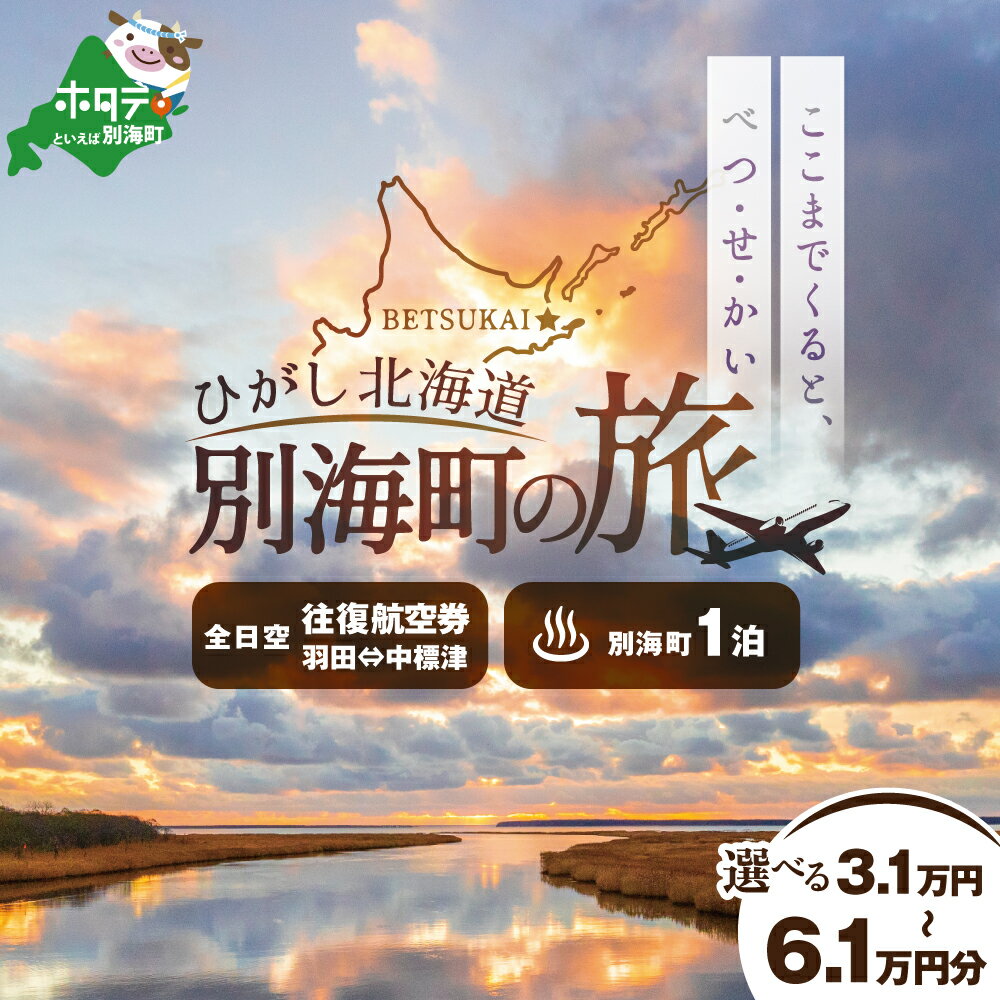 北海道の旅行券（宿泊券） 【ふるさと納税】【選べる寄附金額】ひがし北海道 別海町の旅（羽田発着 ANA往復 航空券 + 別海町 宿泊 1泊 北海道 旅行 旅行券 ホテル 旅館 宿泊券 ） 112,000円 182,000円 212,000円